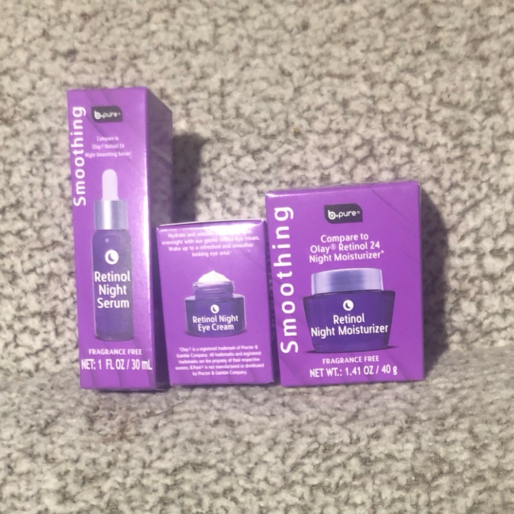 B•Pure Night Retinol Eye Cream, Serum & Moisturizer Skincare (Set of 3).